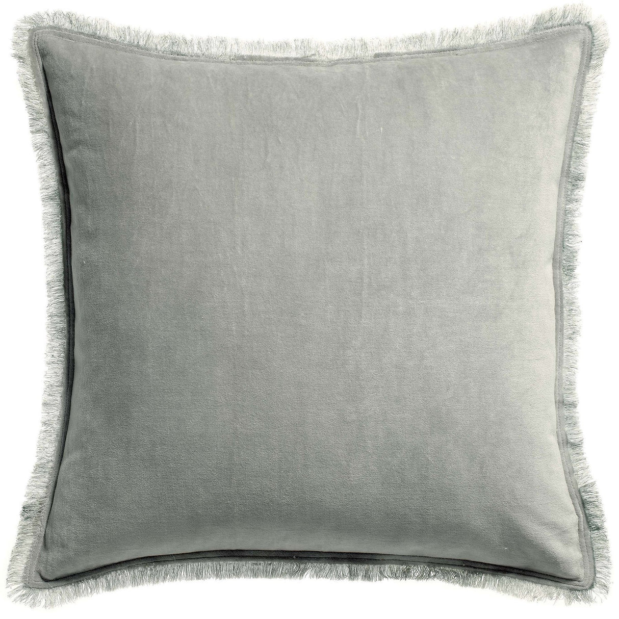 Cuscino in Puro Cotone Vellutato a Frange Tinta Unita - Fara Cuscino Vivaraise 45x45 Perla