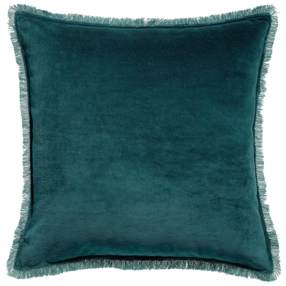Cuscino in Puro Cotone Vellutato a Frange Tinta Unita - Fara Cuscino Vivaraise 45x45 Verde