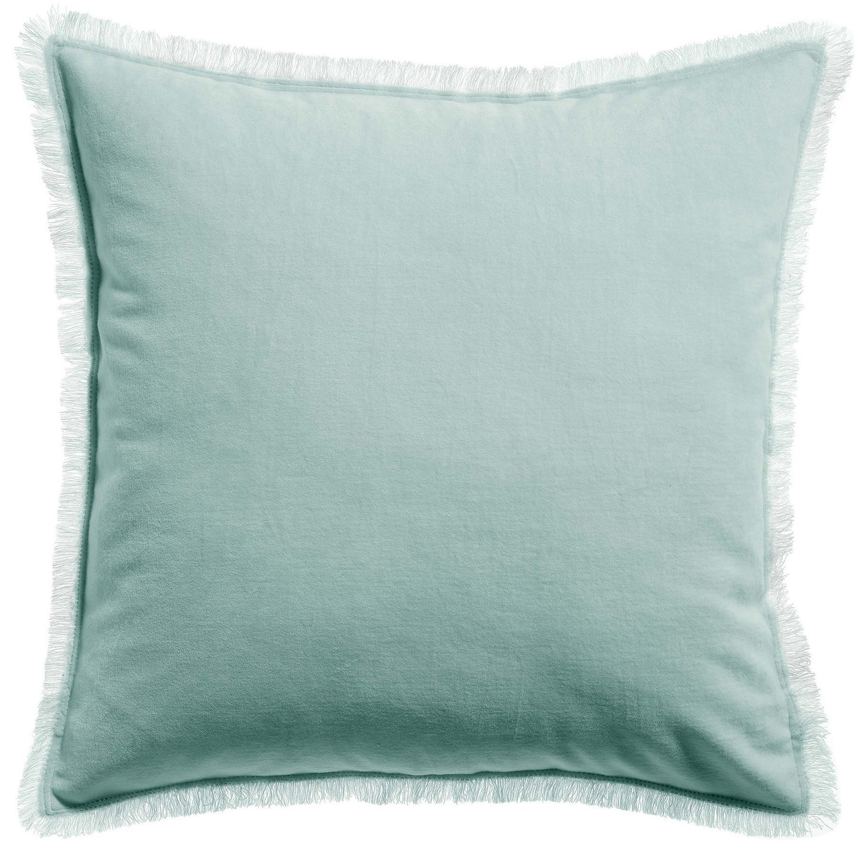 Cuscino in Puro Cotone Vellutato a Frange Tinta Unita - Fara Cuscino Vivaraise 45x45 Ghiaccio