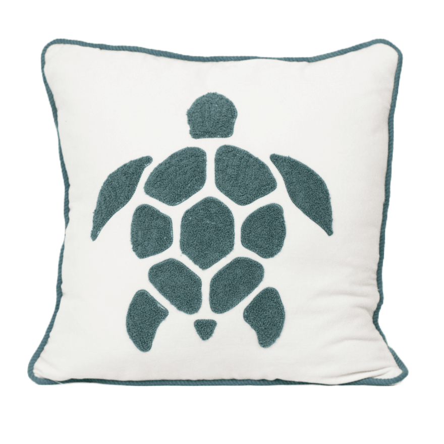 Cuscino in Velluto disegno Tartaruga - Venus Cuscini Arredo Marinette Saint-Tropez Bianco/Cendre