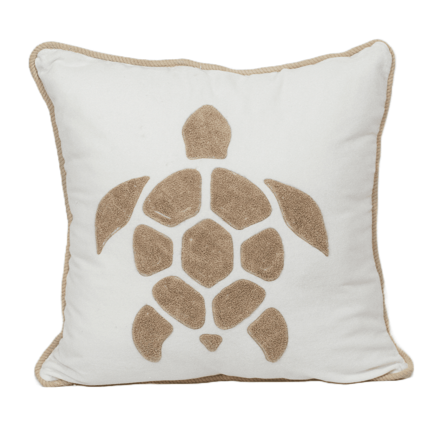 Cuscino in Velluto disegno Tartaruga - Venus Cuscini Arredo Marinette Saint-Tropez Bianco/Ficelle