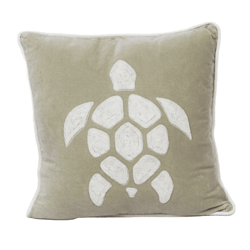 Cuscino in Velluto disegno Tartaruga - Venus Cuscini Arredo Marinette Saint-Tropez Ficelle/Bianco