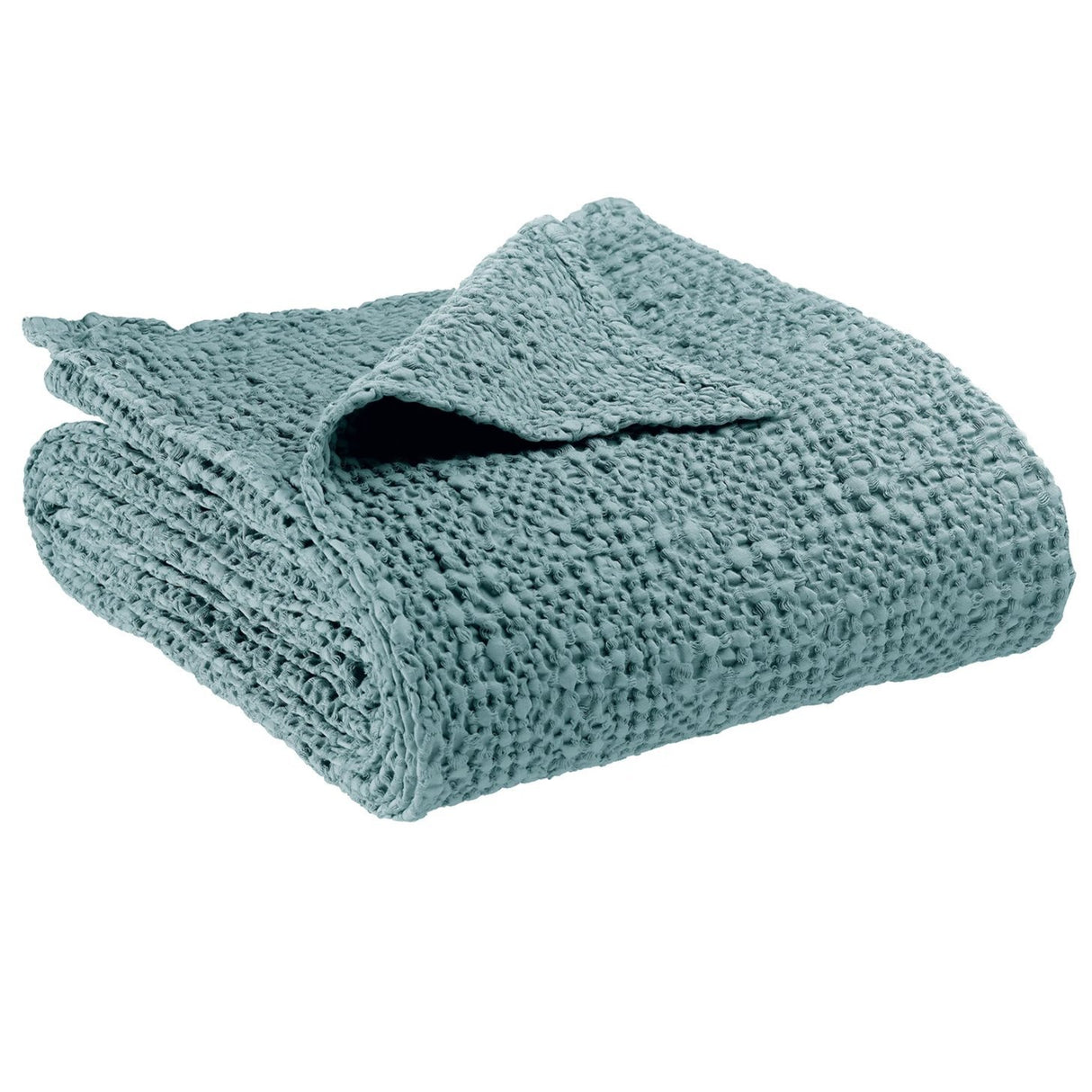 Plaid a Nido D'Ape StoneWashed in Cotone Tinta Unita - Tana Plaid Vivaraise Acqua