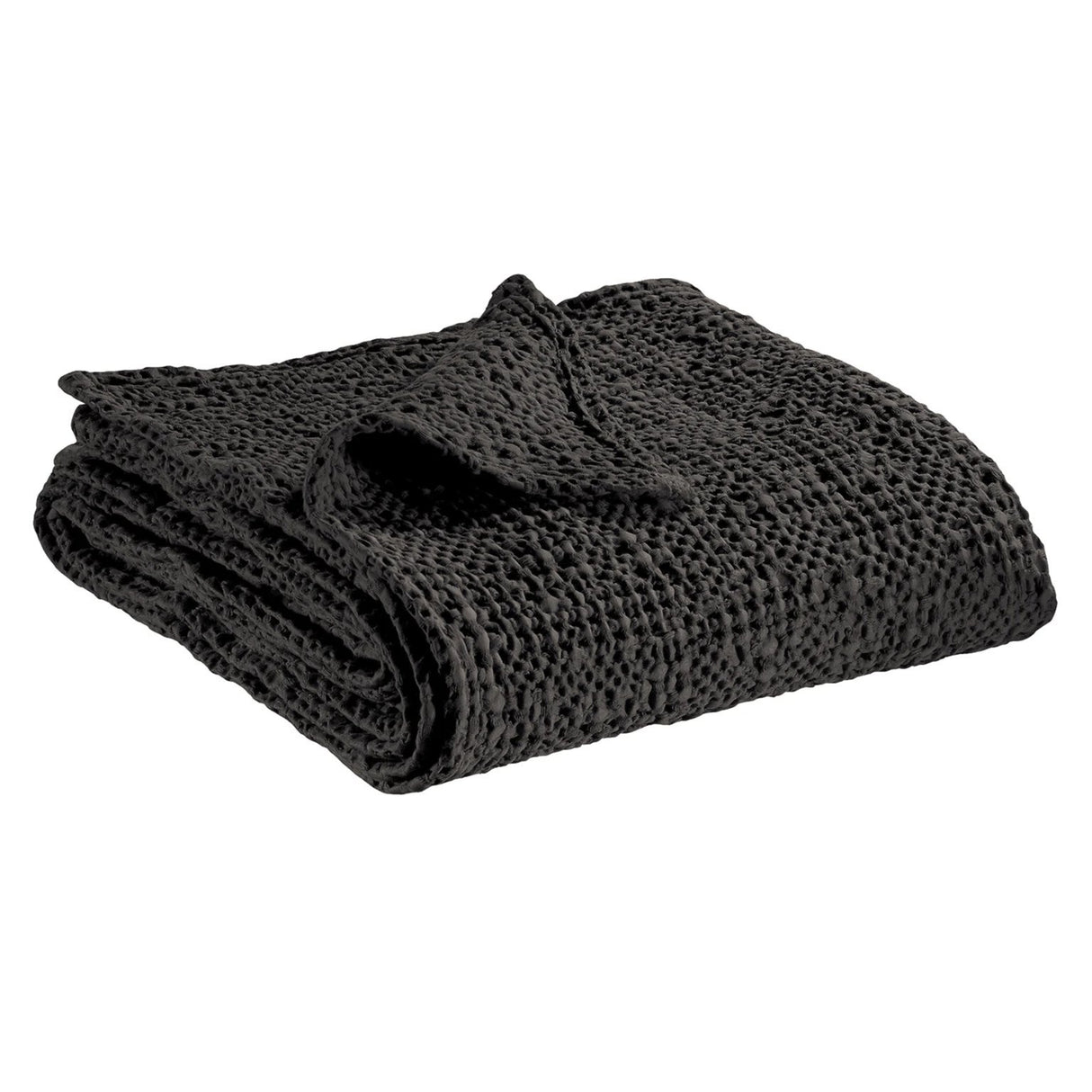 Plaid a Nido D'Ape StoneWashed in Cotone Tinta Unita - Tana Plaid Vivaraise Carbone