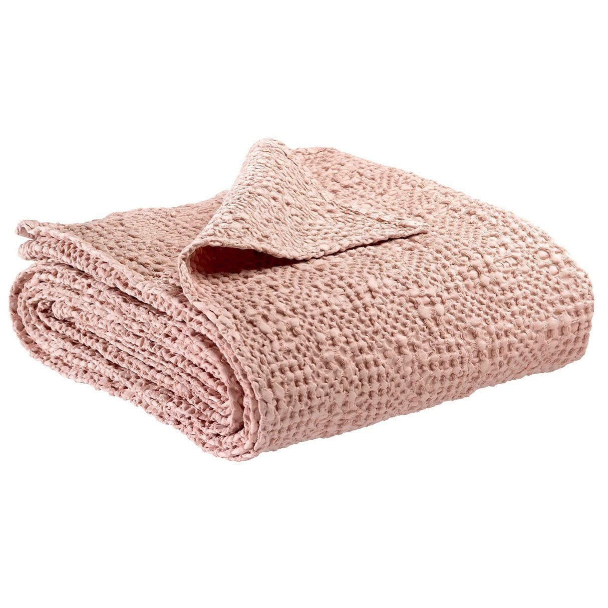 Plaid a Nido D'Ape StoneWashed in Cotone Tinta Unita - Tana Plaid Vivaraise Cipria