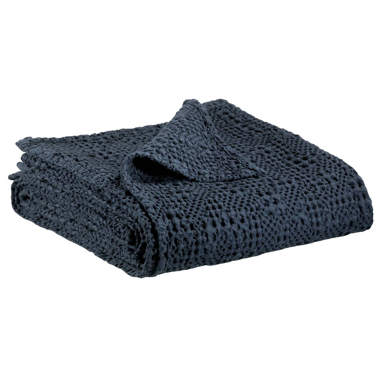 Plaid a Nido D'Ape StoneWashed in Cotone Tinta Unita - Tana Plaid Vivaraise Cobalto