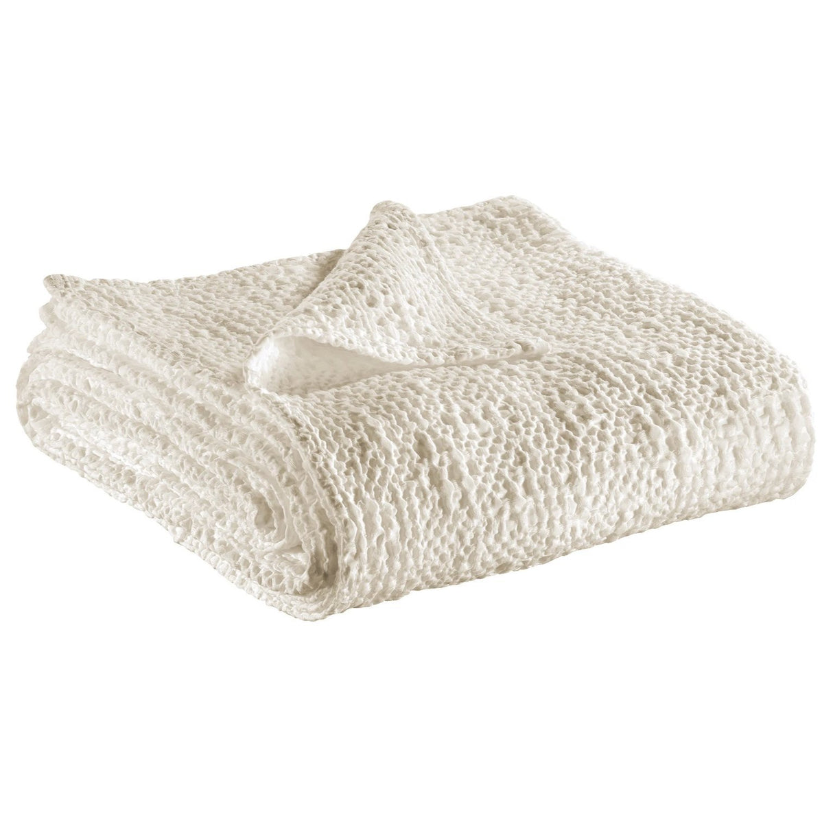 Plaid a Nido D'Ape StoneWashed in Cotone Tinta Unita - Tana Plaid Vivaraise Gesso