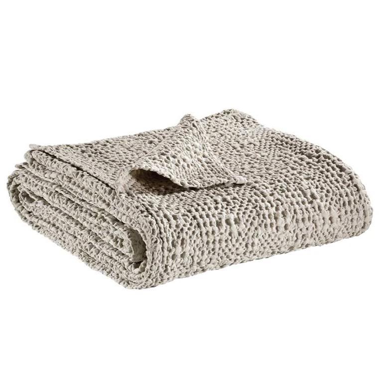 Plaid a Nido D'Ape StoneWashed in Cotone Tinta Unita - Tana Plaid Vivaraise Lino