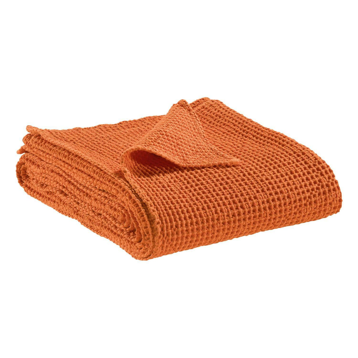 Plaid a Nido D'Ape StoneWashed in Cotone Tinta Unita - Maia Plaid Vivaraise Arancione