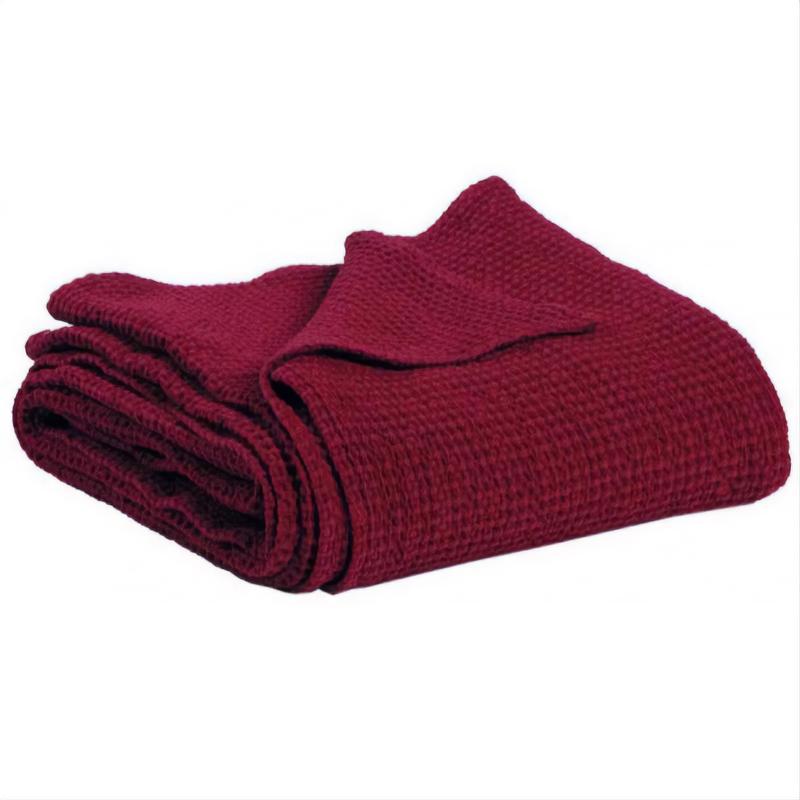 Plaid a Nido D'Ape StoneWashed in Cotone Tinta Unita - Maia Plaid Vivaraise Bordeaux