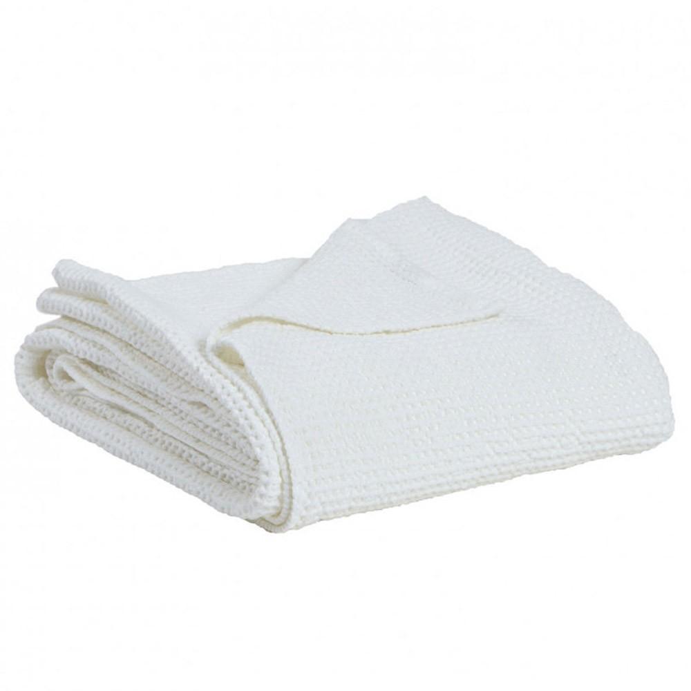 Plaid a Nido D'Ape StoneWashed in Cotone Tinta Unita - Maia Plaid Vivaraise Gesso