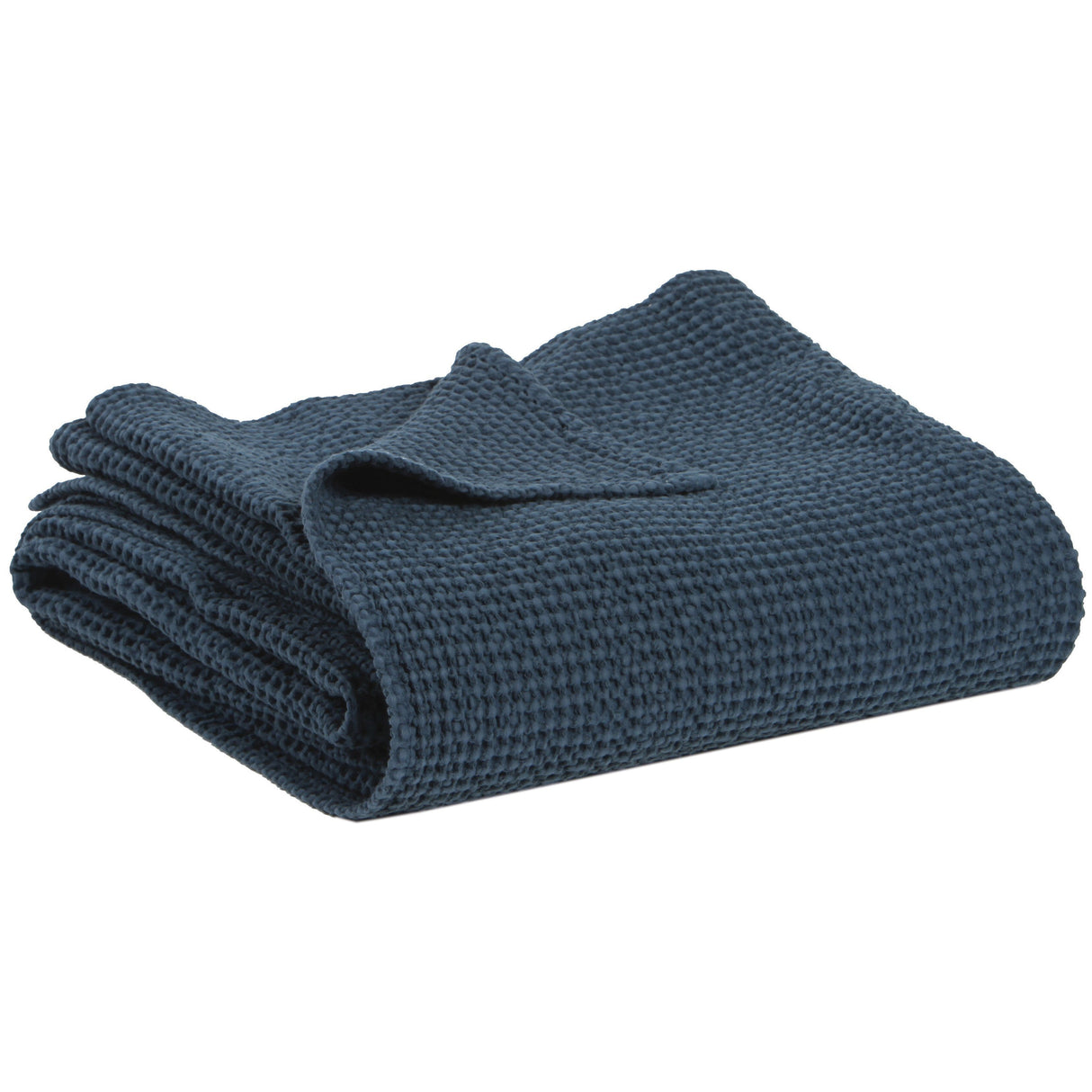 Plaid a Nido D'Ape StoneWashed in Cotone Tinta Unita - Maia Plaid Vivaraise Navy