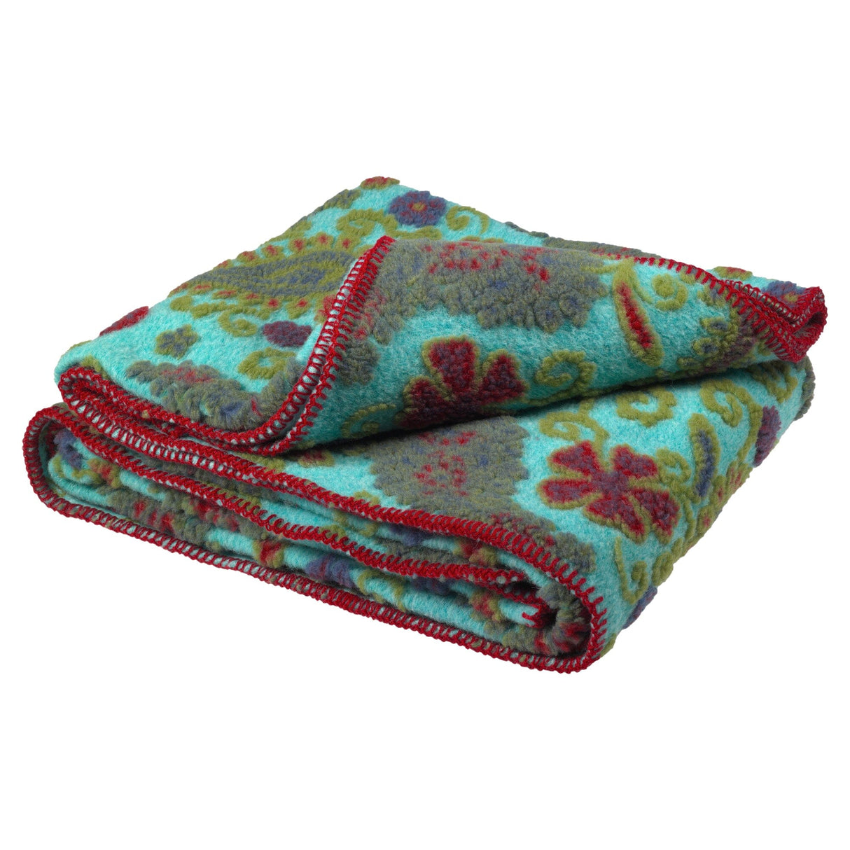 Plaid in Lana Cotta Fantasia - Cachemire Plaid Lana Italia 150x200cm Verde/Rosso