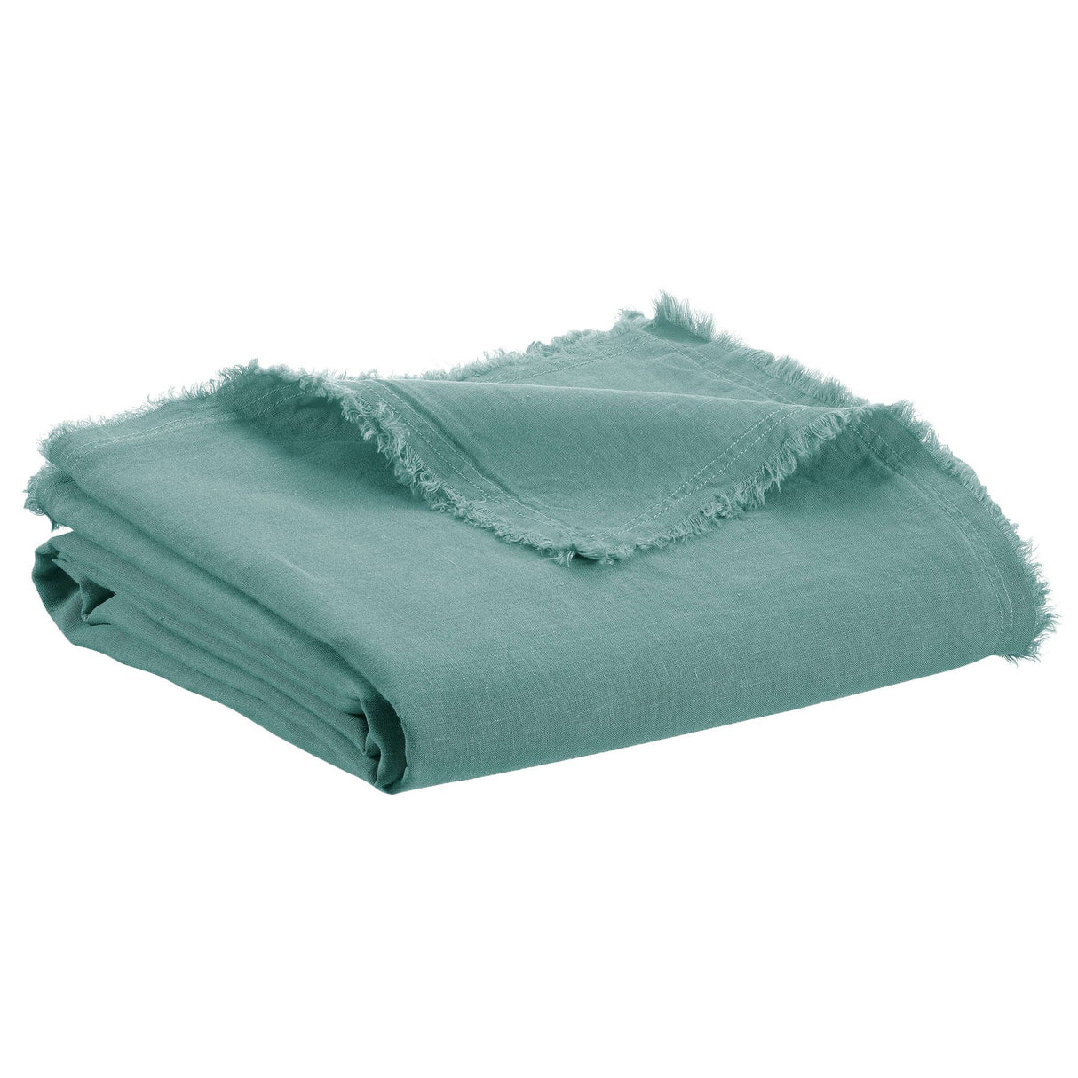 Plaid Reversibile in Puro Cotone e Puro Lino a Frange Tinta Unita Plaid Vivaraise Prussia
