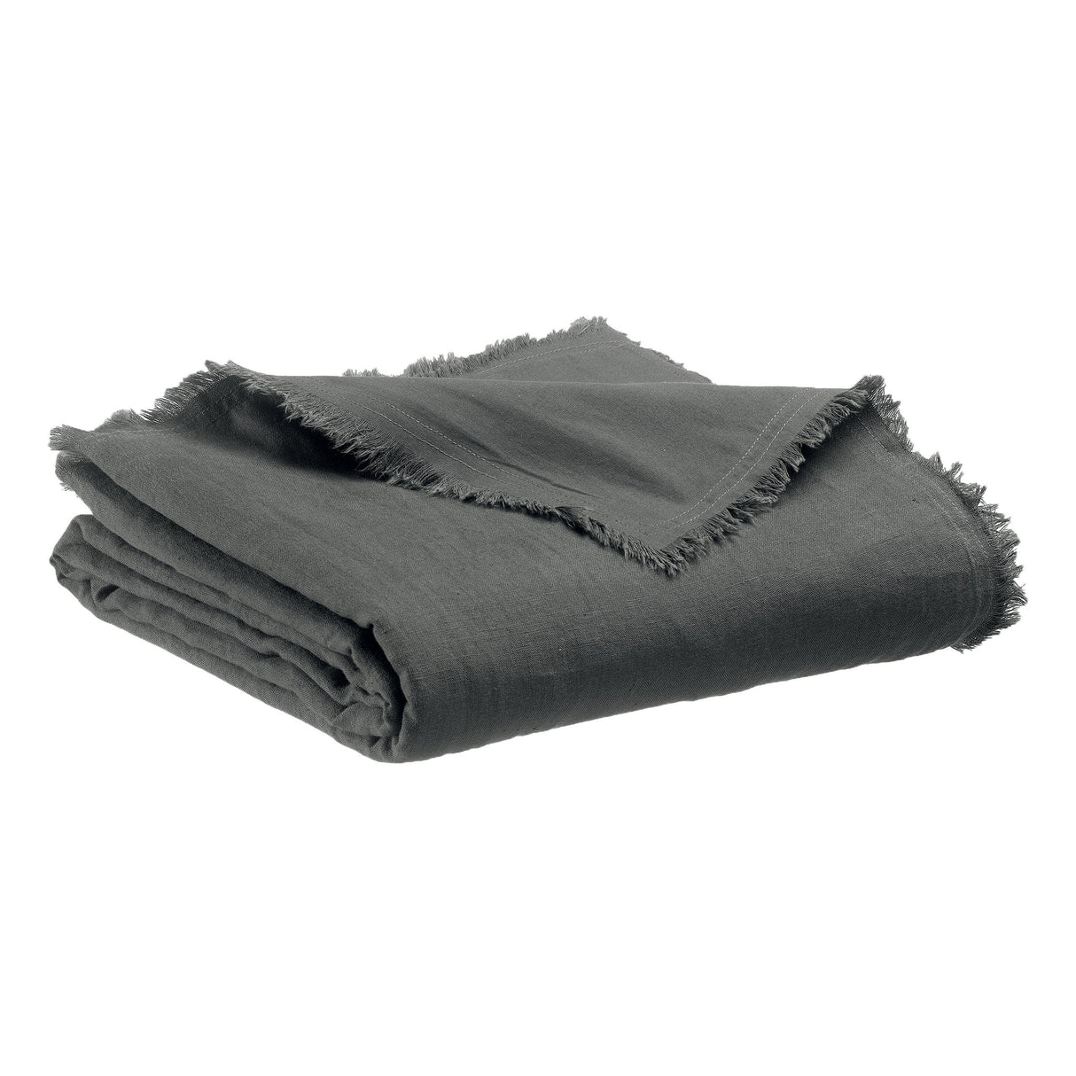 Plaid Reversibile in Puro Cotone e Puro Lino a Frange Tinta Unita - Zeff Nomade Plaid Vivaraise Tuono