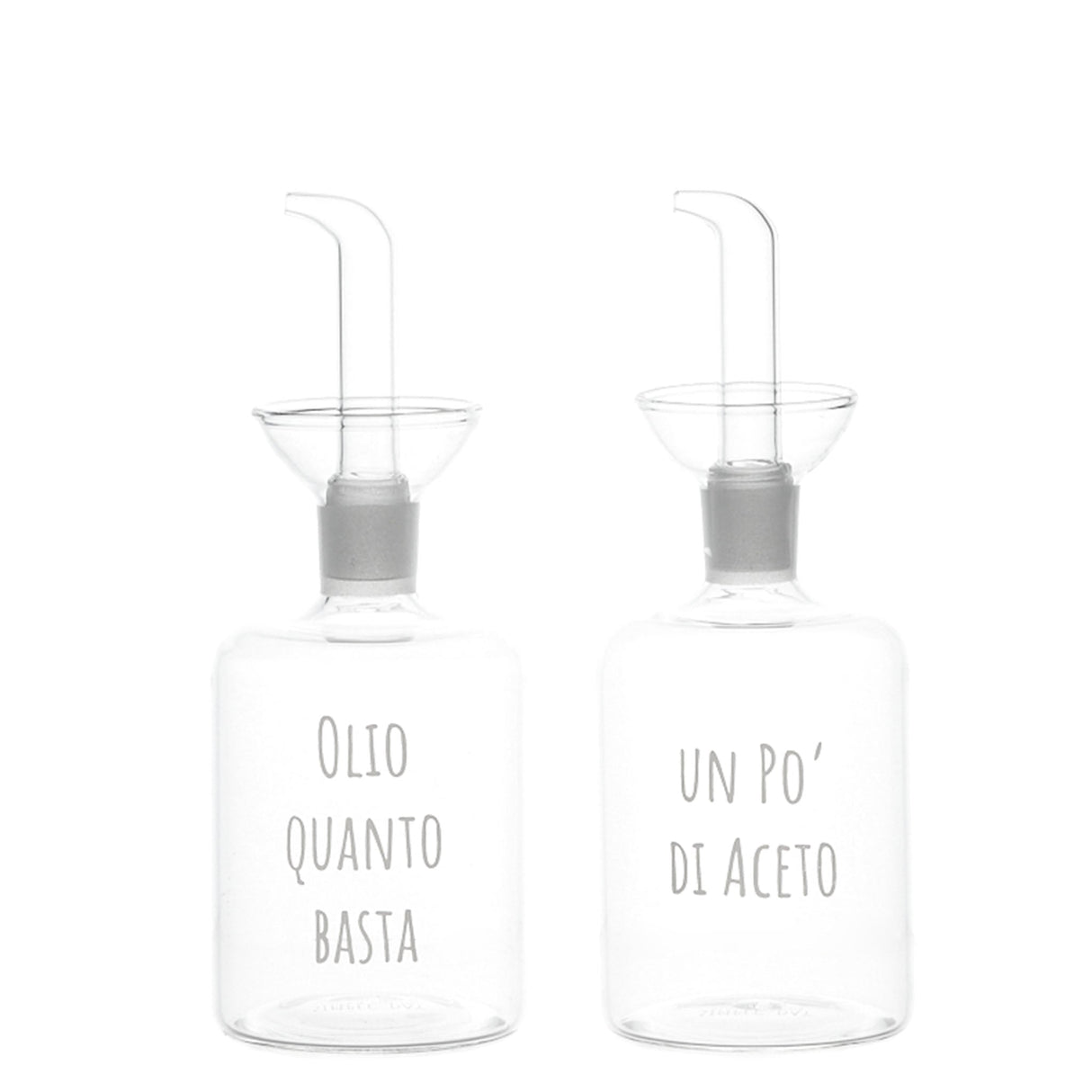 Set 2 Bottiglie in Vetro Borosilicato Serigrafate - Olio e Aceto Bottiglia Simple Day Bianco