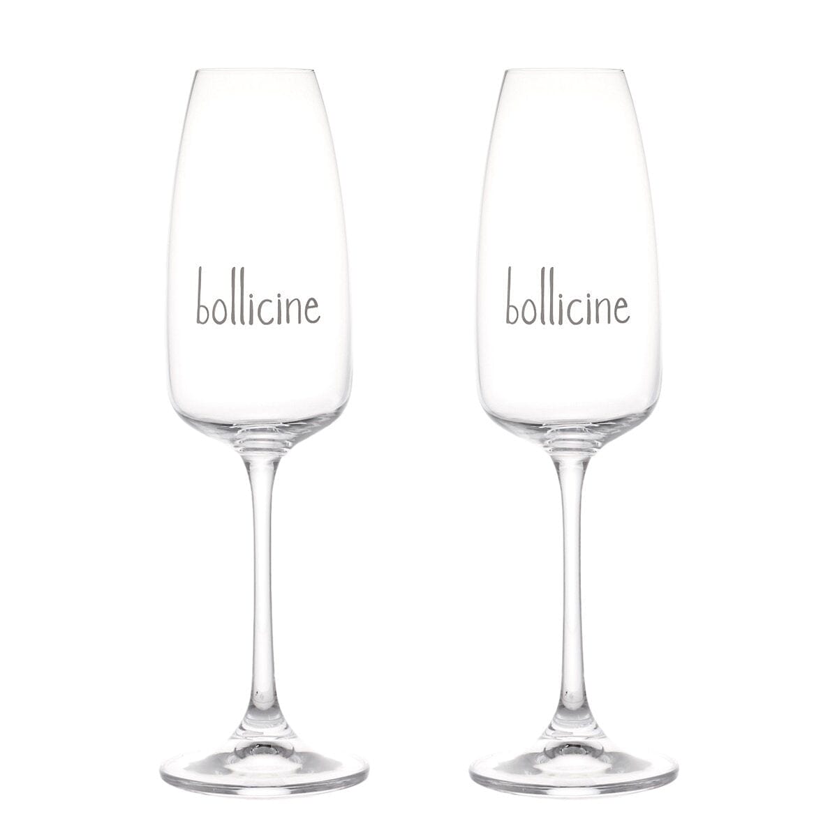 Set 2 Flute in Vetro Borosilicato Serigrafato - Bollicine Flute Simple Day