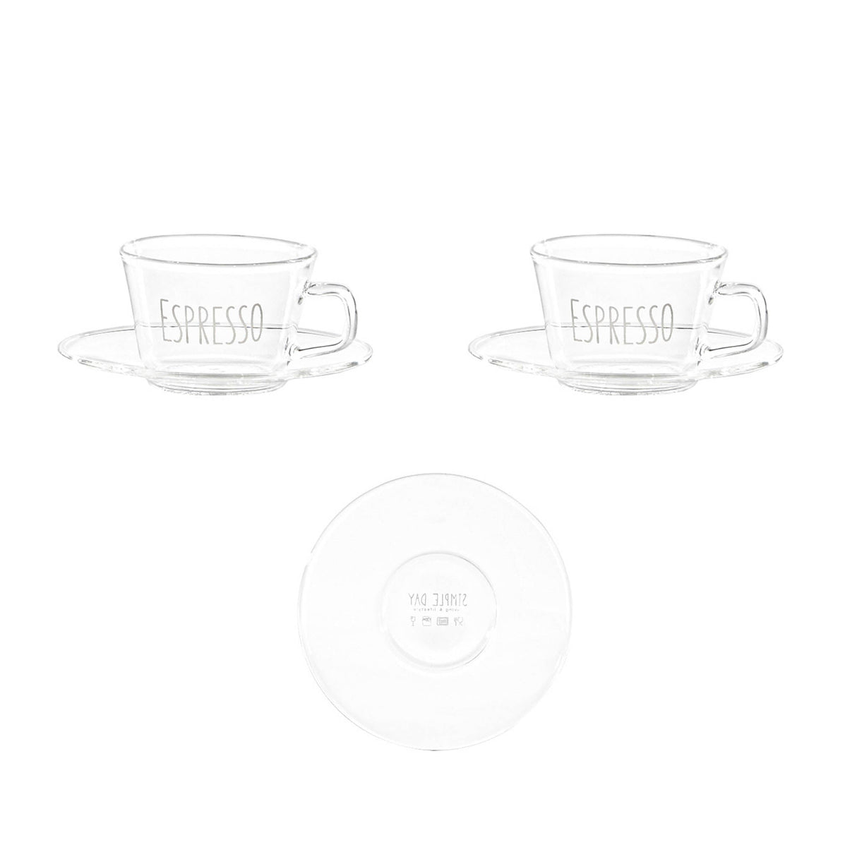 Set 2 Tazzine in Vetro Borosilicato Serigrafate - Espresso tazze Simple Day Bianco