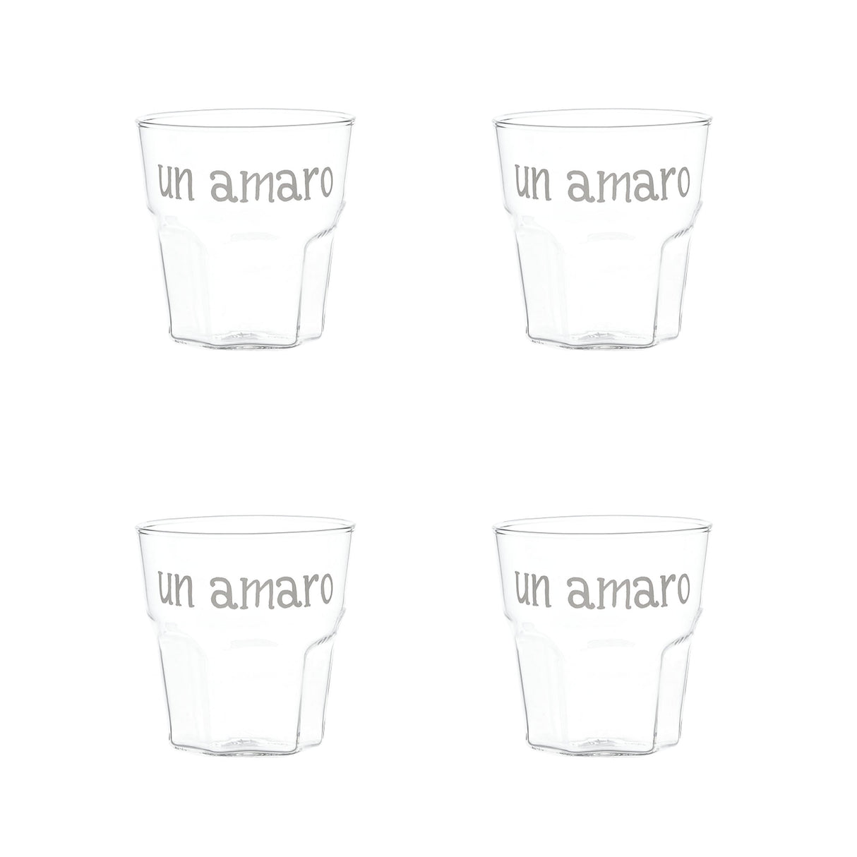 Set 4 Bicchierini in Vetro Borosilicato Serigrafati - Un Amaro Bicchieri Simple Day