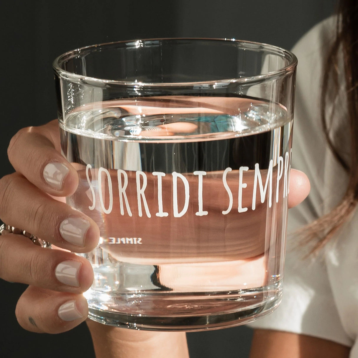 Set 6 Bicchieri Acqua in Vetro Temperato Serigrafati - Sorridi Sempre Bicchieri Simple Day