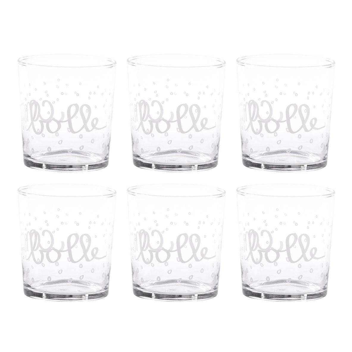 Set 6 Bicchieri Acqua Serigrafati - Senza Bolle Bicchieri Simple Day Bianco