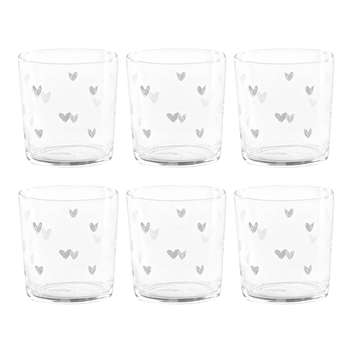 Set 6 Bicchieri Acqua Serigrafati - Tappezzeria Cuori Bicchieri Simple Day Bianco
