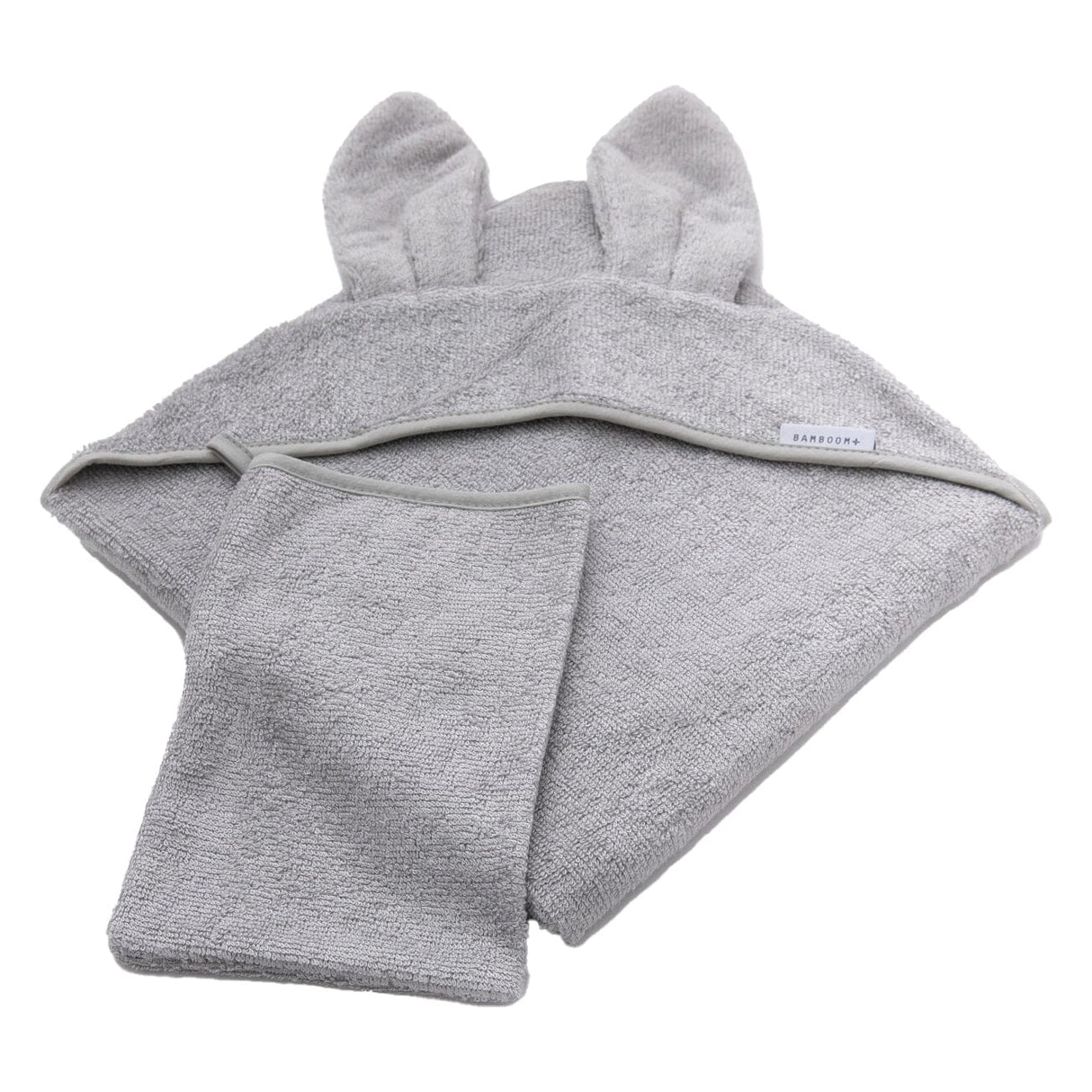 Set Asciugamano Neonato in Spugna di Bambù Organico con Guanto - Terry Accappatoio Bimbo Bamboom Grigio