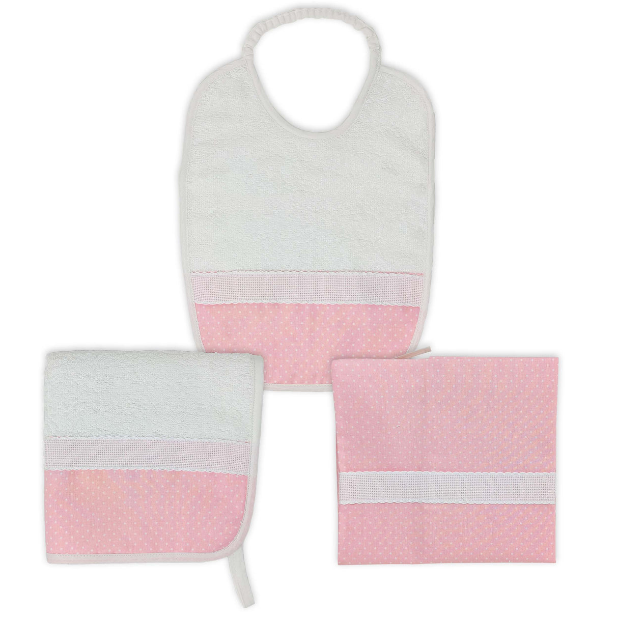 Set 3 Pezzi in Spugna di Cotone - Asilo Set 3 Pezzi Lisola Baby Rosa