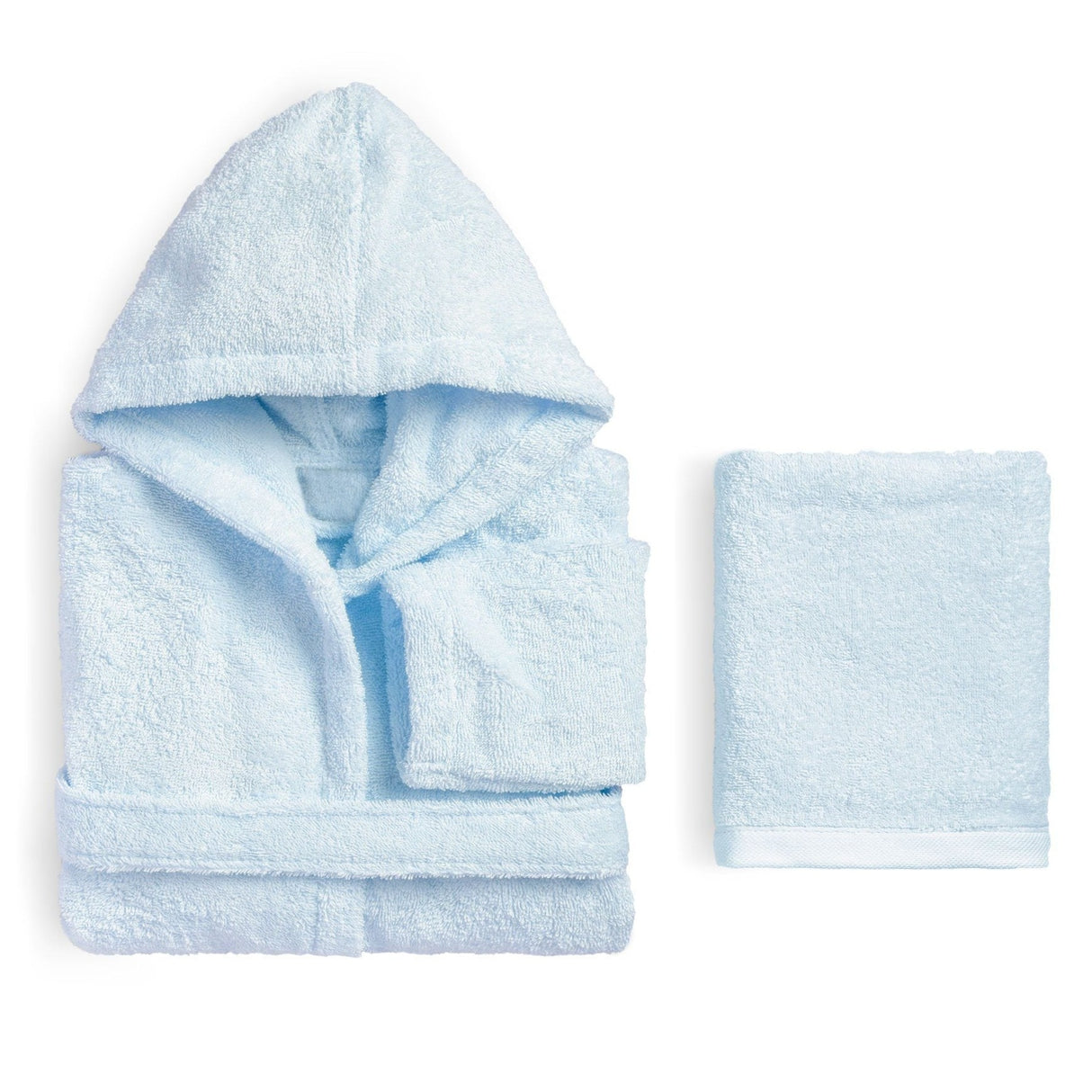 Set Bagno per Bambino in Spugna di Cotone - Perla Accappatoio Lisola 1/2 Anni Azzurro