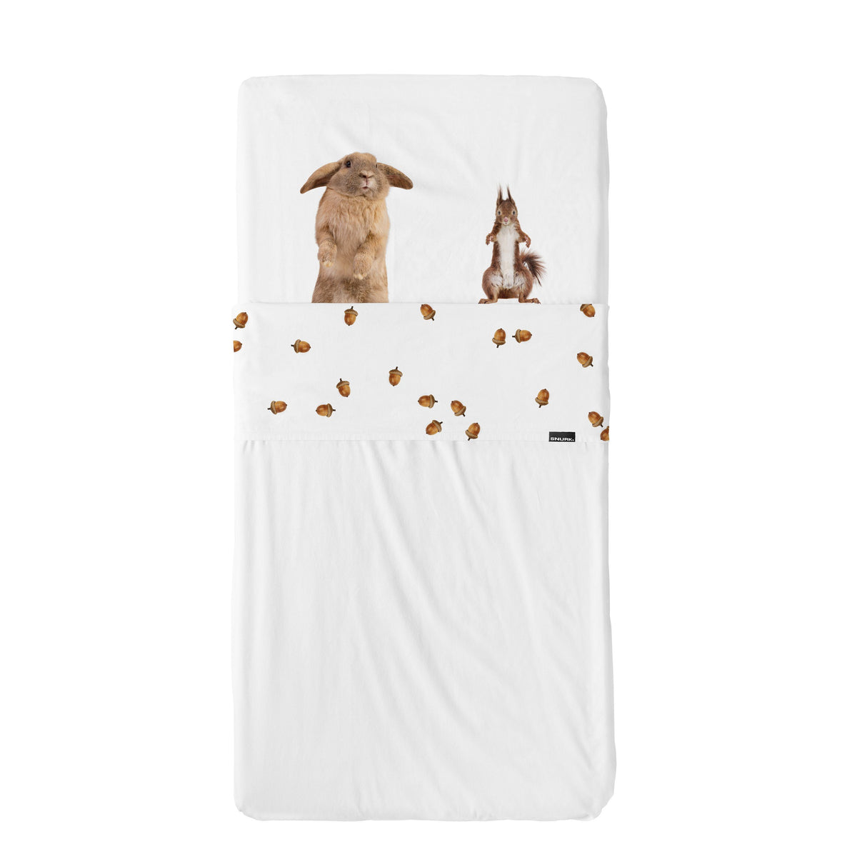Snurk Completo Letto per Bimbi in Percalle di Cotone - FurryFriends Lenzuola Bimbi Snurk 120x150 cm + 60x120 cm (Culla)