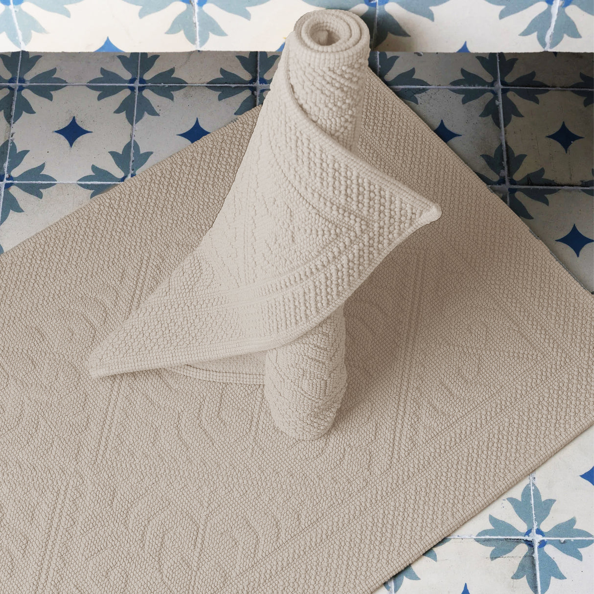 Tappeto in Cotone Stonewashed Jacquard - Enzo Tappeto Vivaraise 54x64 Grigio Chiaro