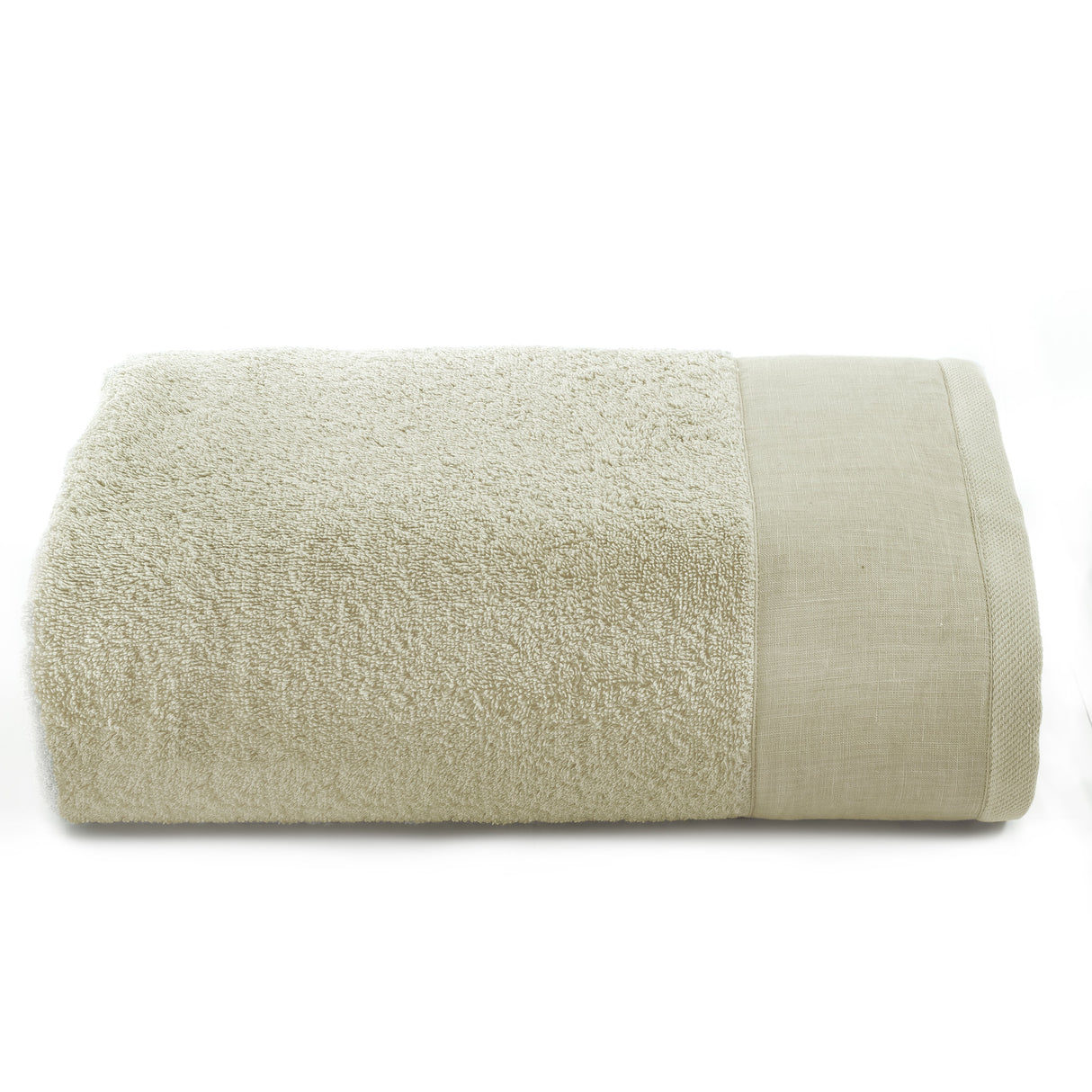 Telo da bagno in Spugna con Balza in Lino StoneWashed - Loira Telo spugna Lisola Beige (Beach)