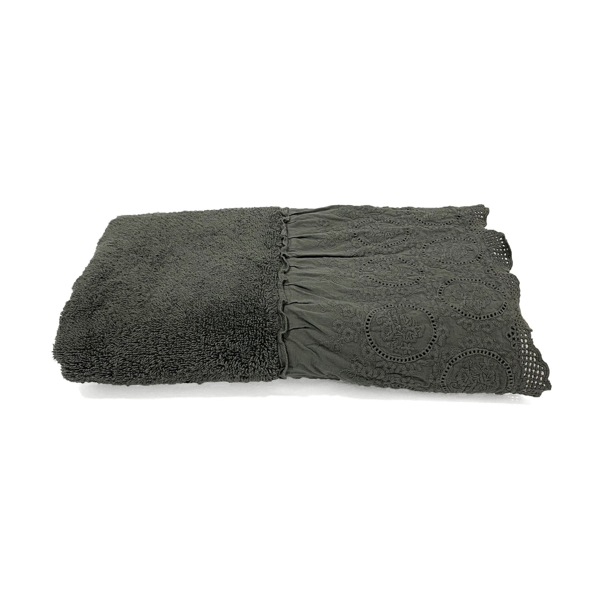 Telo da Bagno in Spugna di Cotone con Pizzo - Betty Telo spugna Creole Home Piombo