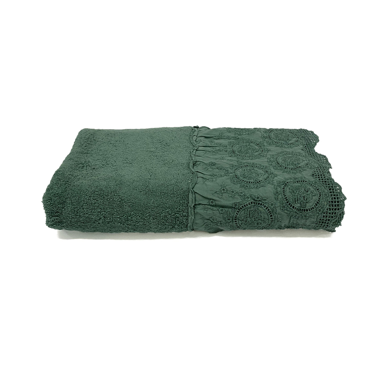 Telo da Bagno in Spugna di Cotone con Pizzo - Betty Telo spugna Creole Home Verde