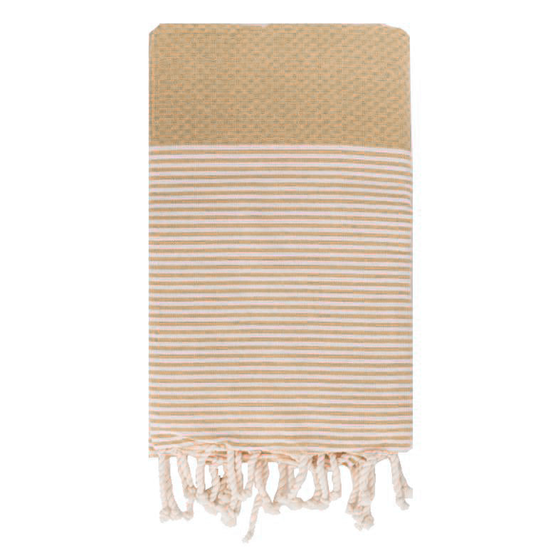 Telo Mare Fouta in Puro Cotone a Righe Strette - Tal Telo Mare Lisola Beige