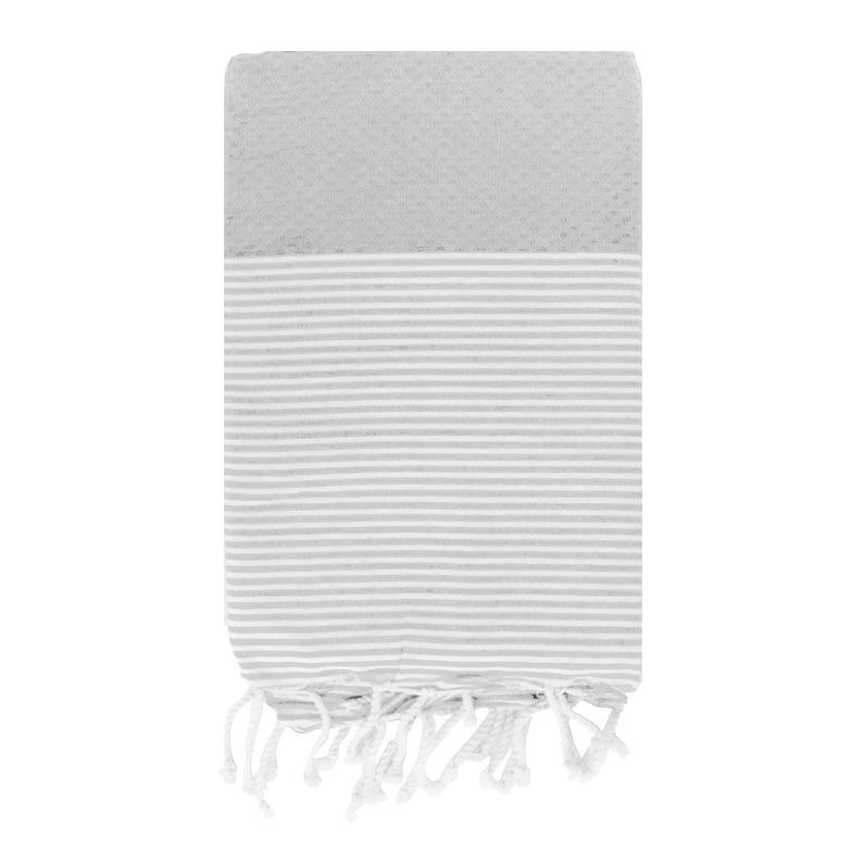 Telo Mare Fouta in Puro Cotone a Righe Strette - Tal Telo Mare Tadé Cemento