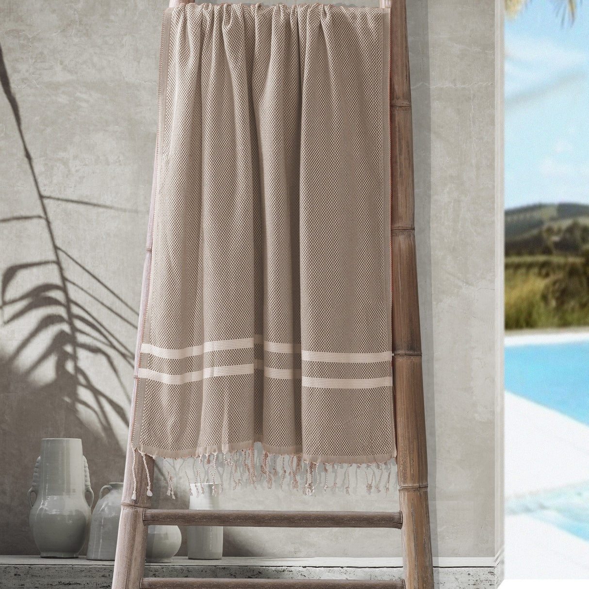 Telo Mare Fouta in Puro Cotone Tinta Unita - Portorico Telo Mare Marinette Saint-Tropez Corda