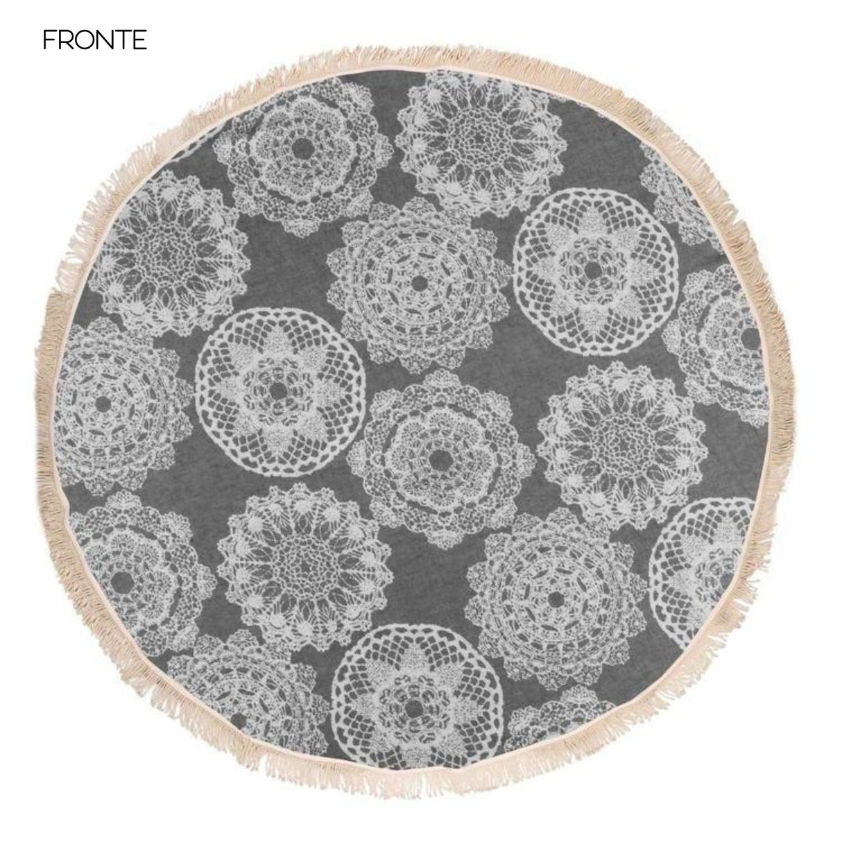 Telo Mare Fouta Rotondo in Cotone e Bambù Doubleface - Round Telo Mare Begonville Nero