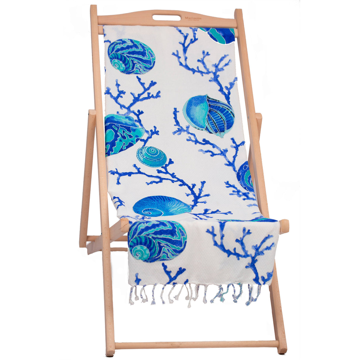 Telo Mare in Fouta di Cotone Fantasia Stampata - Sicilia Telo Mare Marinette Saint-Tropez Blu