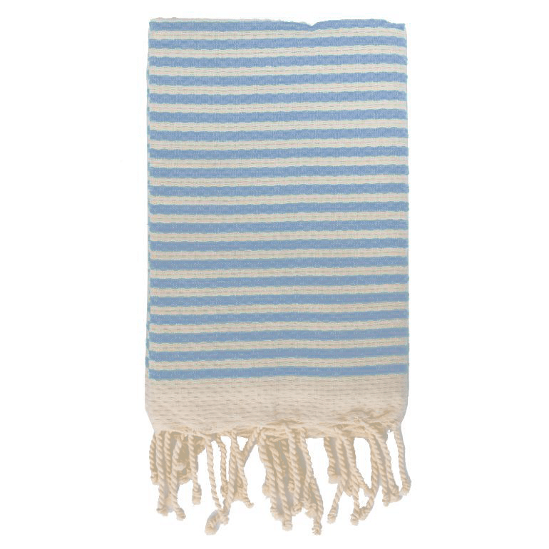 Telo Mare in Fouta di Puro Cotone a Righe Larghe - Alma Telo Mare Lisola Azzurro