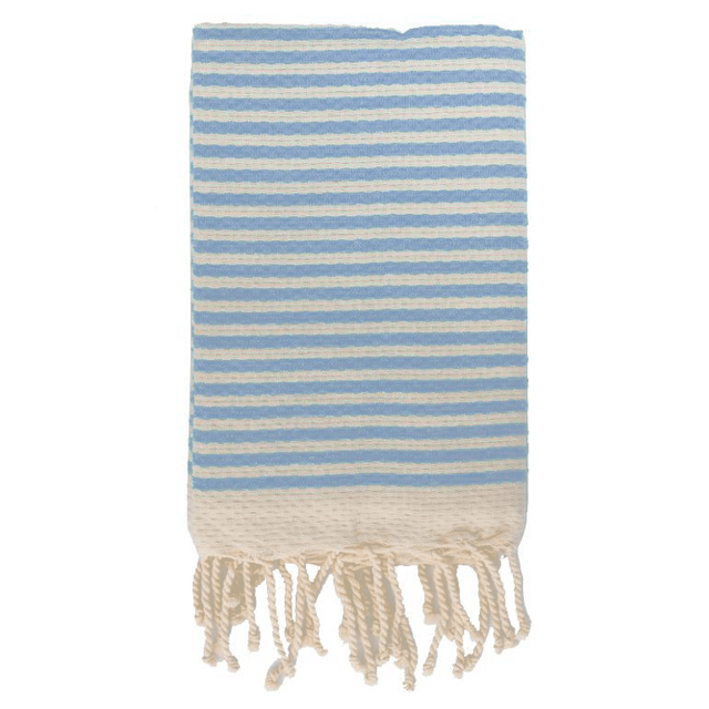 Telo Mare in Fouta di Puro Cotone a Righe Larghe - Alma Telo Mare Lisola Azzurro