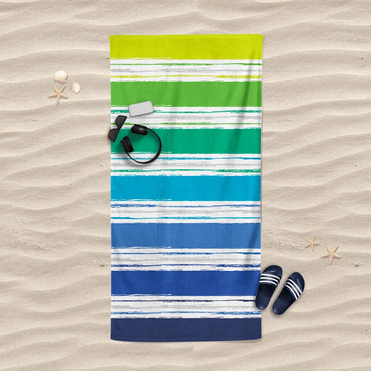 Telo Mare in Puro Cotone Jacquard - Malibù Telo Mare Daunex Verde/Blu
