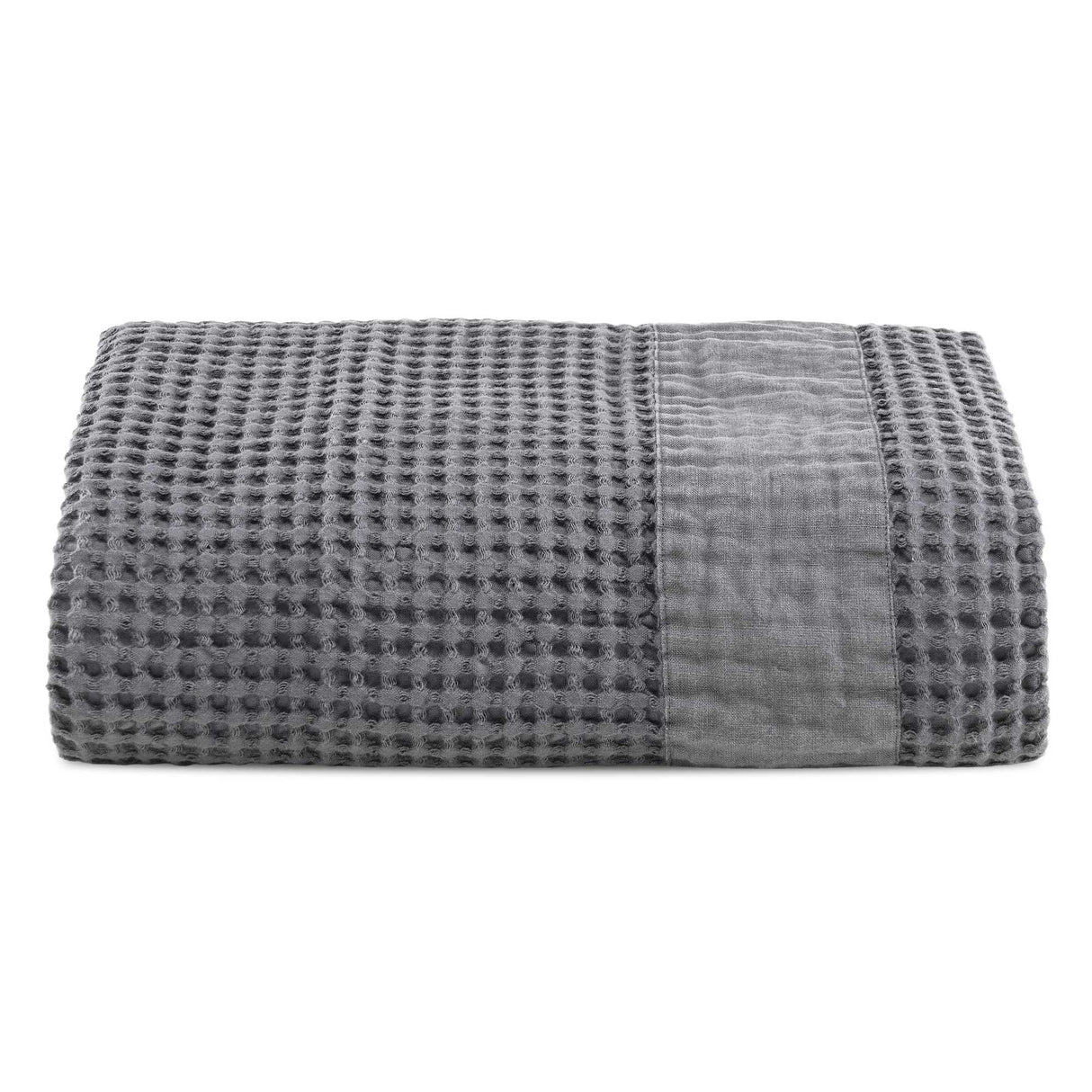 Telo mare XL in Puro Cotone Nido d'ape Stonewashed balza in lino - Palau Telo Mare Lisola Grigio Fumo