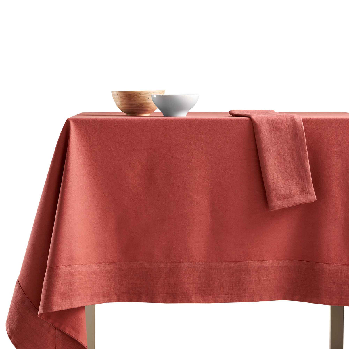 Tovaglia Cotone con Bordo in Lino StoneWashed NO STIRO - Loira Tovaglia Lisola Bordeaux (Valenza) 140x180
