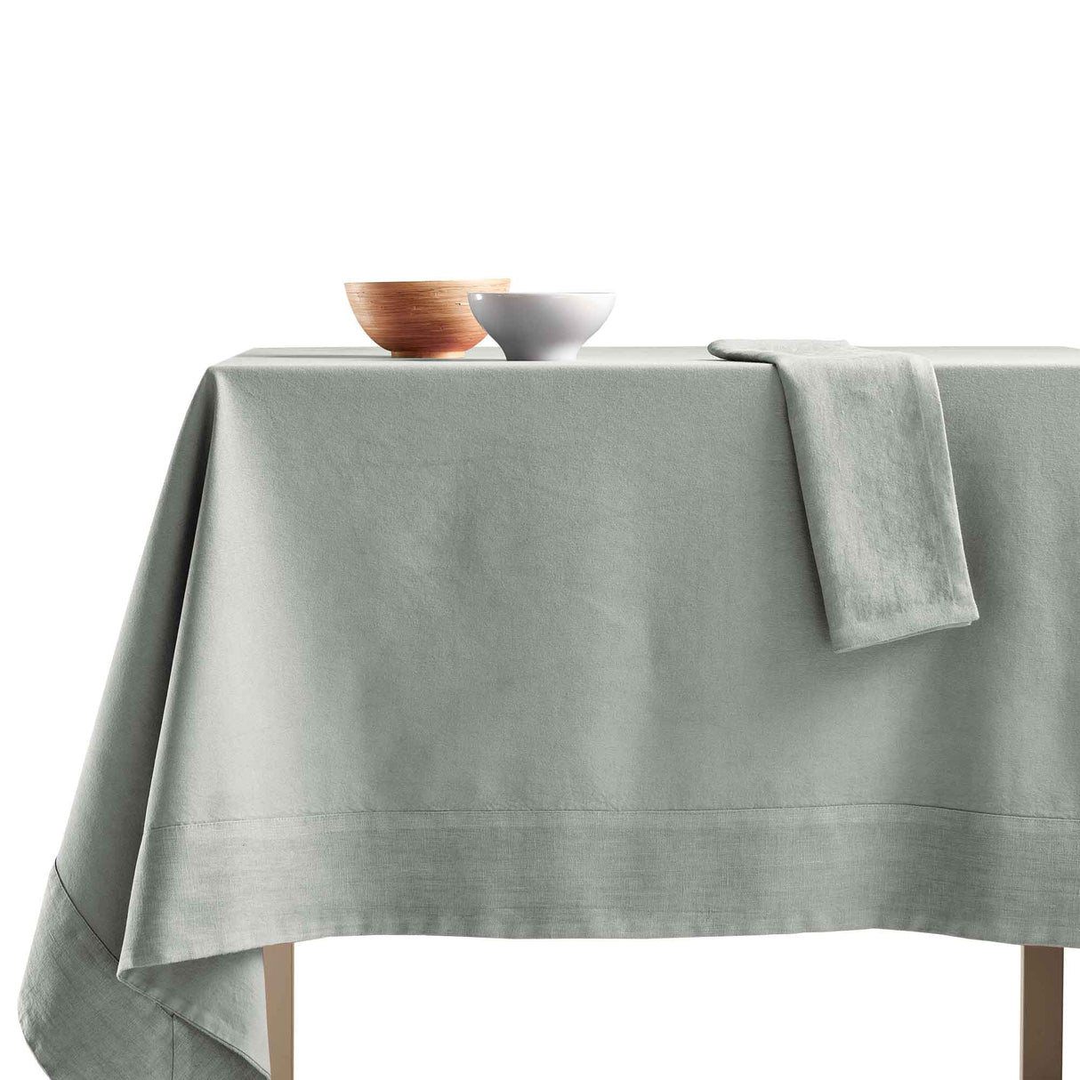 Tovaglia Cotone con Bordo in Lino StoneWashed NO STIRO - Loira Tovaglia Lisola Cenere 140x180