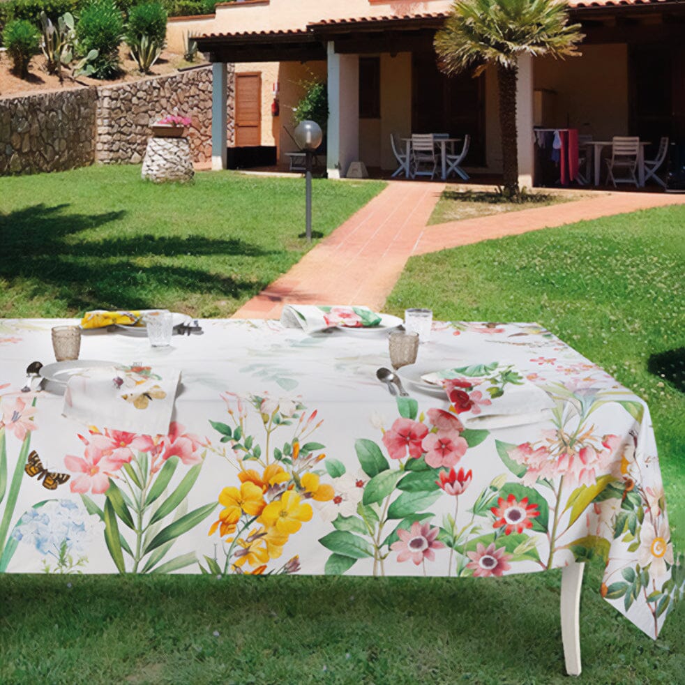 Tovaglia in Puro Cotone Fantasia Stampata - Blooming Tovaglia Napking 180x270cm