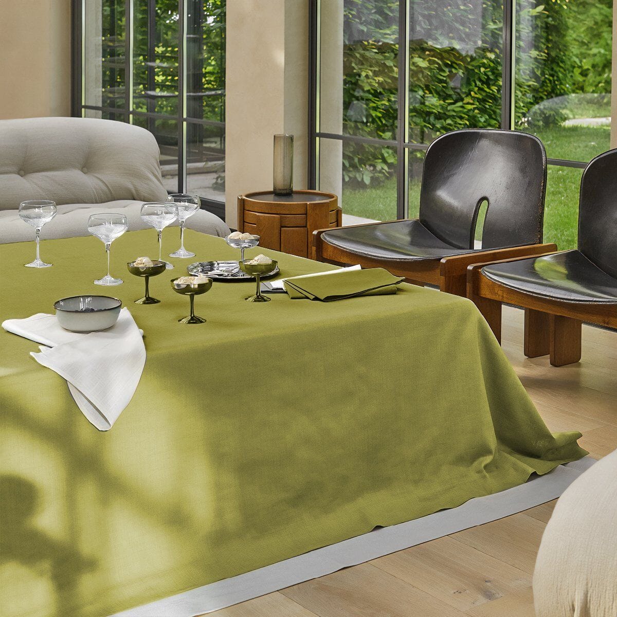 Tovaglia in Puro Cotone Fiammato - Sempre Tovaglia Fazzini 145x180cm Verde