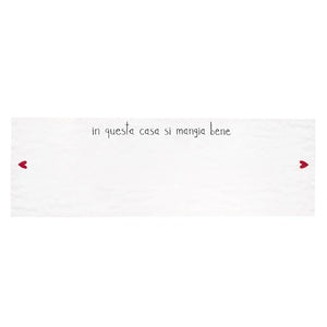 Runner in Lino Stonewashed Stampa - In Questa Casa si Mangia Bene