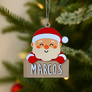 Addobbo Natalizio Personalizzabile in Legno - Babbo Natale
