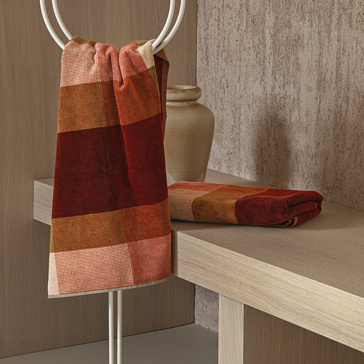 Coppia di Asciugamani in Spugna di Cotone Cimata Jacquard - Cromatismi